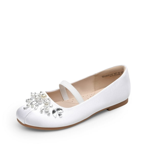 Dream Pairs Girls Slip-On Shoes Children Party Dress Dance Shoes Flat Shoes WHITE US SIZE 12