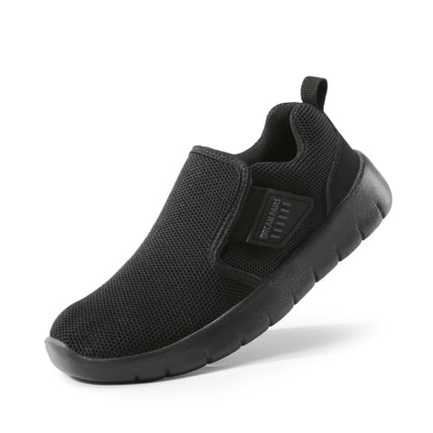 Kids Boys & Girl Lightweight Running Shoes, Breathable Athletic Slip On Casual Walking Sneakers Shoes All/Black Size 4 Big Kid
