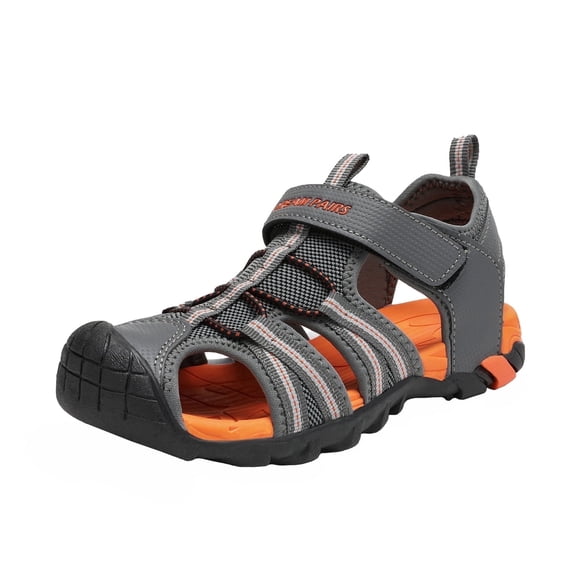 Dream Pairs Kids Boys Girls Athletic Sandals Toddler Summer Beach Slippers Flip Shoes 170813-K DARK/GREY/ORANGE Size 4