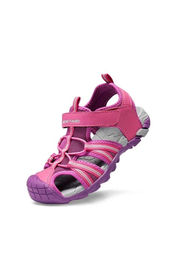 Kids Boys Girls Athletic Sandals Toddler Summer Beach Slippers Flip Shoes 170813-K FUCHSIA/LIGHT/GREY Size 13