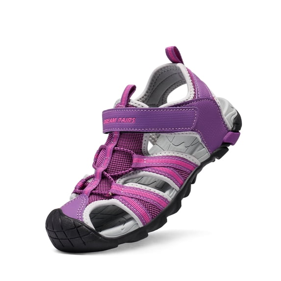 Dream Pairs Kids Boys Girls Athletic Sandals Toddler Summer Beach Slippers Flip Shoes 170813-K PURPLE/FUCHSIA/LIGHT/GREY Size 11