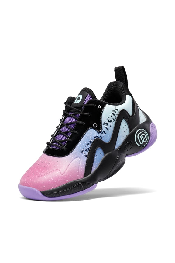 Kids Boys Girls Basketball Shoes Low-top Sports Shoes Kids Fashion Sneakers SDBS221K PINK/PURPLE/BLUE Size 5
