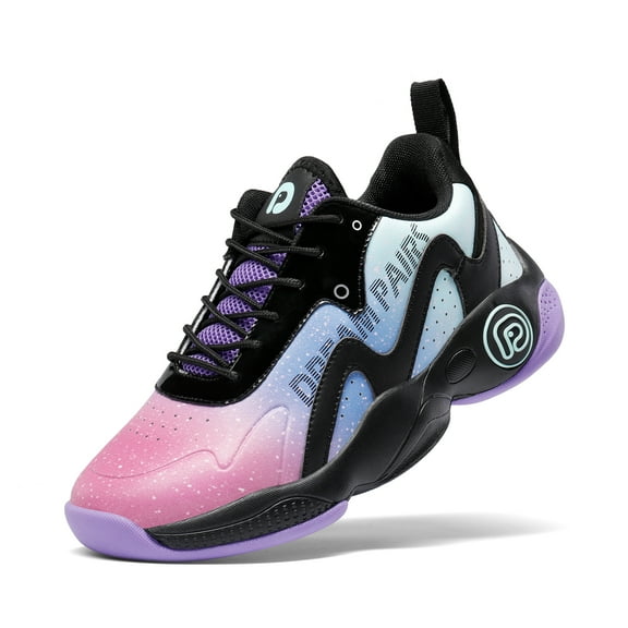 Dream Pairs Kids Boys Girls Basketball Shoes Low-top Sports Shoes Kids Fashion Sneakers SDBS221K PINK/PURPLE/BLUE Size 5