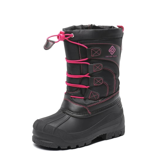Dream Pairs Kids Boys & Girls Knee High Waterproof Insulation Non-Slip Outdoor Winter Snow Boots KNORTH BLACK/FUCHSIA Size 9 Toddler