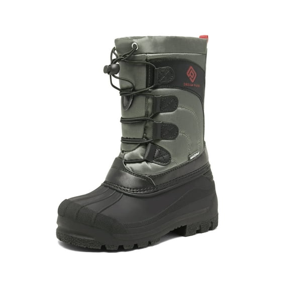 Dream Pairs Kids Boys & Girls Knee High Waterproof Insulation Non-Slip Outdoor Winter Snow Boots KNORTH BLACK/GREY/RED Size 9 Toddler