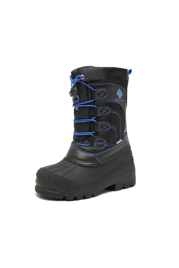 Kids Boys & Girls Knee High Waterproof Insulation Non-Slip Outdoor Winter Snow Boots KNORTH BLACK/GREY/ROYAL Size 1 Little Kid