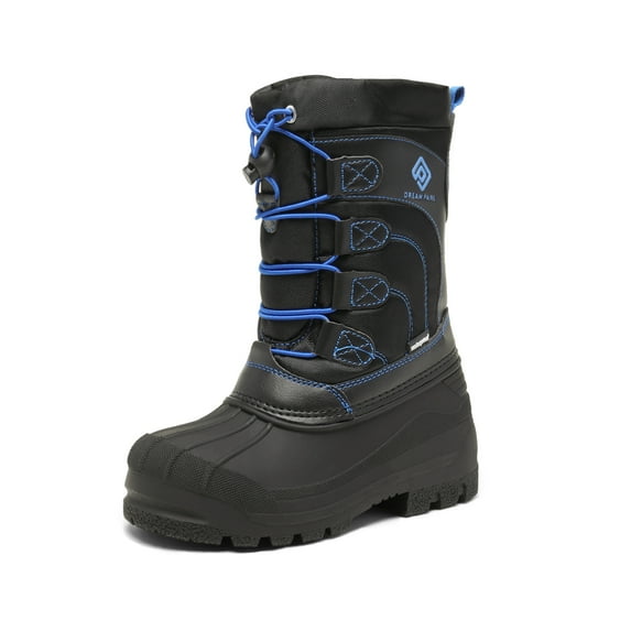 Dream Pairs Kids Boys & Girls Knee High Waterproof Insulation Non-Slip Outdoor Winter Snow Boots KNORTH BLACK/GREY/ROYAL Size 2 Little Kid