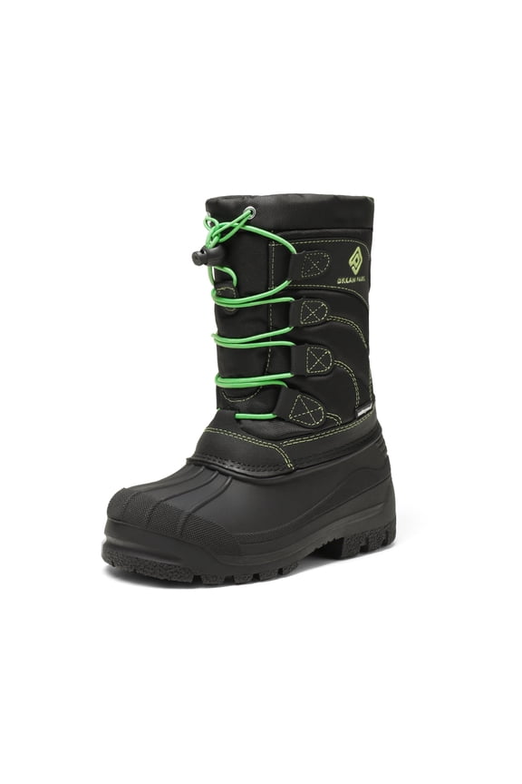 Kids Boys & Girls Knee High Waterproof Insulation Non-Slip Outdoor Winter Snow Boots KNORTH BLACK/NEON/GREEN Size 9 Toddler