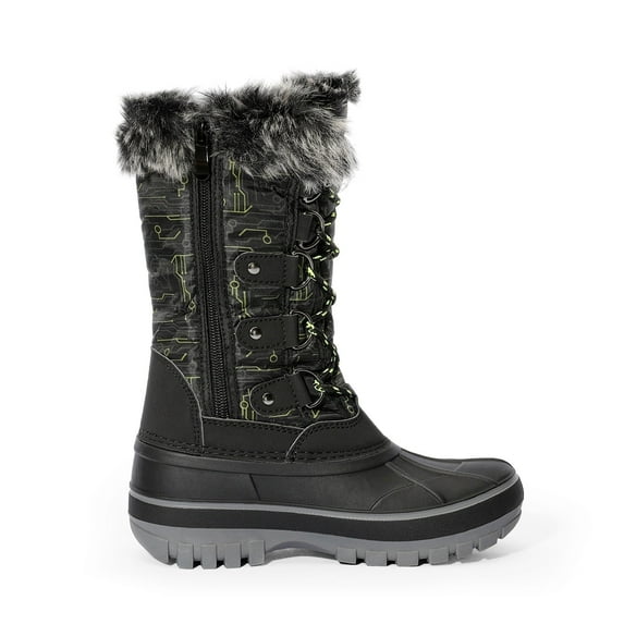 Dream Pairs Kids Boys & Girls Snow Boots Insulated Waterproof Winter Snow Boots KRIVER-1 BLACK/NEON/GREEN Size 1