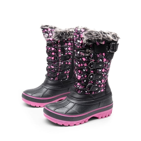Dream Pairs Kids Boys & Girls Snow Boots Insulated Waterproof Winter Snow Boots KRIVER-1 BLACK/PINK Size 13