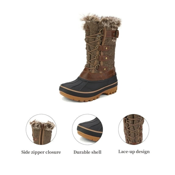 Dream Pairs Kids Boys & Girls Snow Boots Insulated Waterproof Winter Snow Boots KRIVER-1 BROWN Size 11