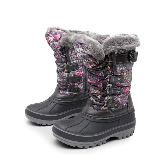 Dream Pairs Kids Boys & Girls Snow Boots Insulated Waterproof Winter Snow Boots KRIVER-1 GREY/MULTI Size 1