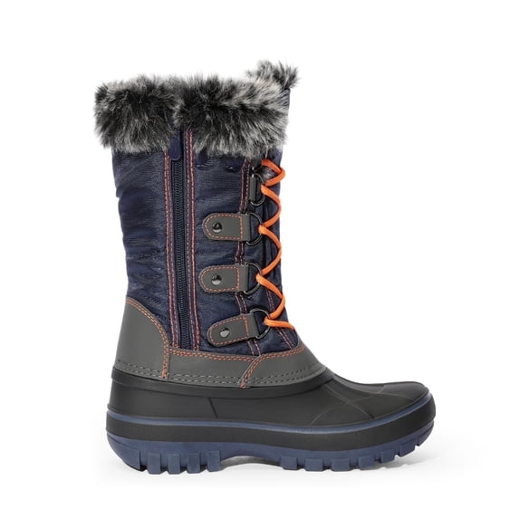 Dream Pairs Kids Boys & Girls Snow Boots Insulated Waterproof Winter Snow Boots KRIVER-1 NAVY/GREY/ORANGE Size 5