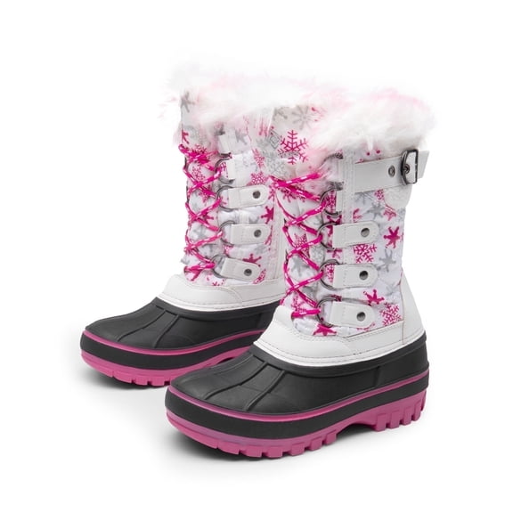 Dream Pairs Kids Boys & Girls Snow Boots Insulated Waterproof Winter Snow Boots KRIVER-1 WHITE/FUCHSIA Size 10