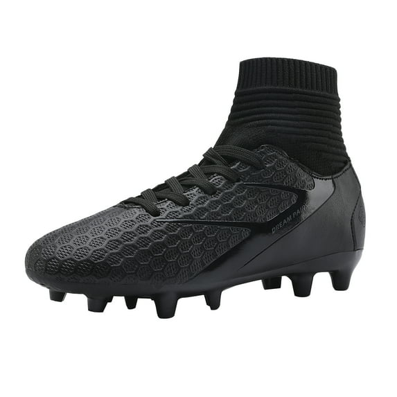 BURUDANI Kids Boys Girls Soccer Trainers Cleats Shoes Sport Football Shoes All/Black Size 6
