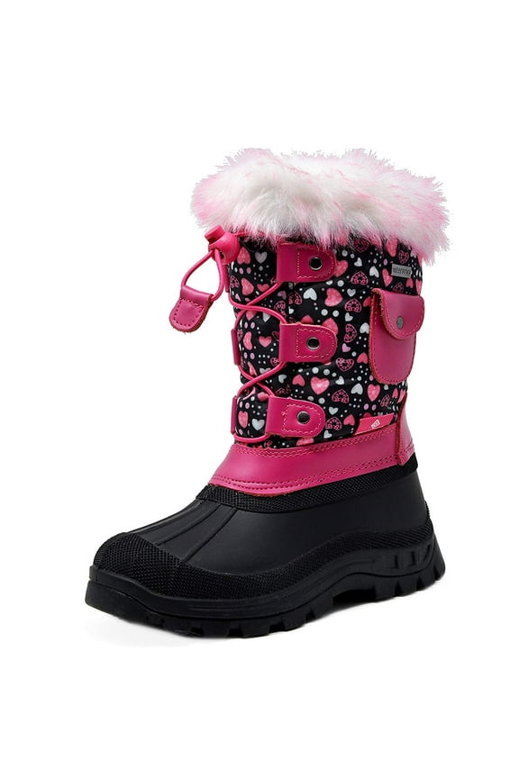 Kids Boys Girls Warm Snow Boots Insulated Waterproof Winter Ski Boots KSNOW BLACK/PINK Size 2