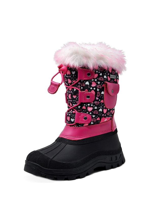 Kids Boys Girls Warm Snow Boots Insulated Waterproof Winter Ski Boots KSNOW BLACK/PINK Size 4