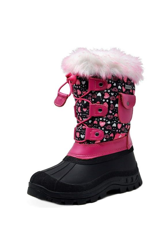 Kids Boys Girls Warm Snow Boots Insulated Waterproof Winter Ski Boots KSNOW BLACK/PINK Size 6