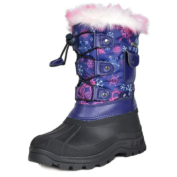 Dream Pairs Kids Boys Girls Warm Snow Boots Insulated Waterproof Winter Ski Boots KSNOW NAVY/FUCHSIA Size 12