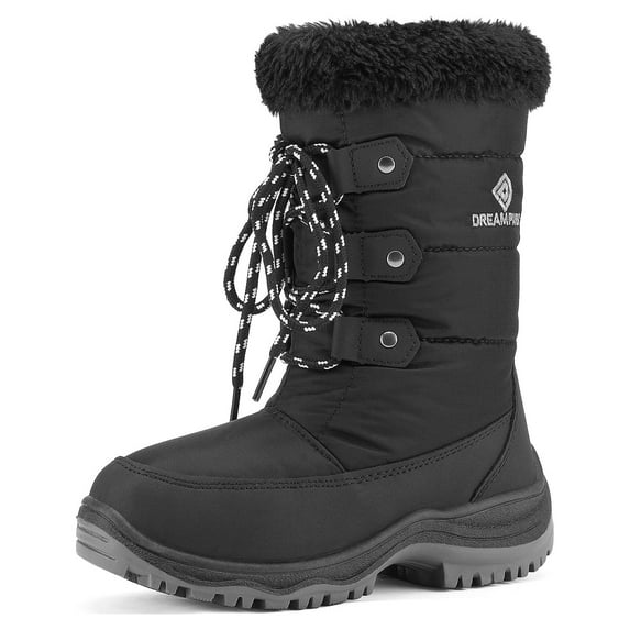 Dream Pairs Kids Boys & Girls Winter Mid Calf Knee High Waterproof Winter Outdoor Snow Boots Nordic Black Size 13