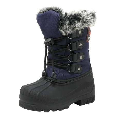 BURUDANI Kids Boys Girls Winter Snow Boots Insulated Outdoor Snow Boots Soft Warm Shoes Boots Maple Navy Size 9