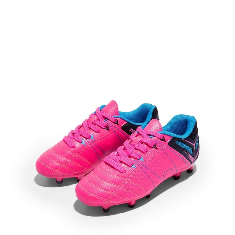 BURUDANI Kids Girls Boys Soccer Shoes Outdoor Soccer Cleats Trainers Shoes Fuchsia Black Cyan Size 13