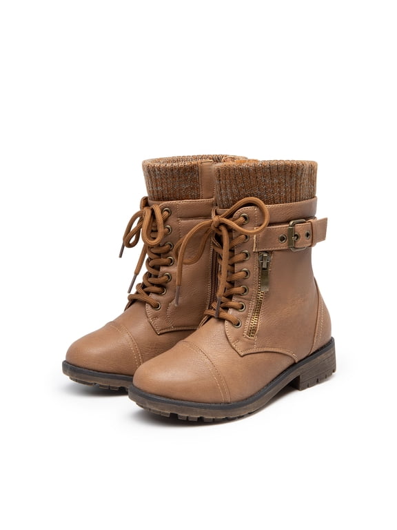 Kids Girls Fashion Winter Warm Snow Boots Mid Calf Outdoor Combat Boots CAMEL Size 13