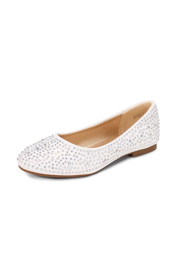 Kids Girls Flat Shoes Fashion Comfort Dress Shoes Princess Slip On Wedding Shoes MUY-SHINE WHITE/SUEDE Size 10