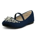 thumbnail image 1 of Dream Pairs Kids Girls Mary Jane Princess Flats Wedding Party Shoes AURORA-03 NAVY/SUEDE Size 9 Toddler, 1 of 6