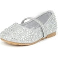 thumbnail image 1 of Dream Pairs Kids Girls Rhinestones Ballet Flat Shoes Toddler Fashion Dress Shoes MUY-SHINE-INFANT SILVER/GLITTER Size 7 Toddler, 1 of 5