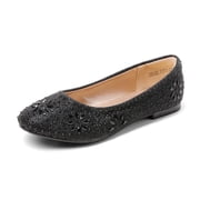 Dream Pairs Kids Girls Slip-On Shoes Children Party Dress Dance Shoes Flat Shoes NINA-100 BLACK/GLITTER Size 8