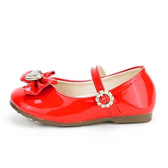 Dream Pairs Kids Girls Toddlers Mary Jane Flats Shoes Casual Princess Dress Shoes ANGEL-22 RED/PAT Size 4 Toddler