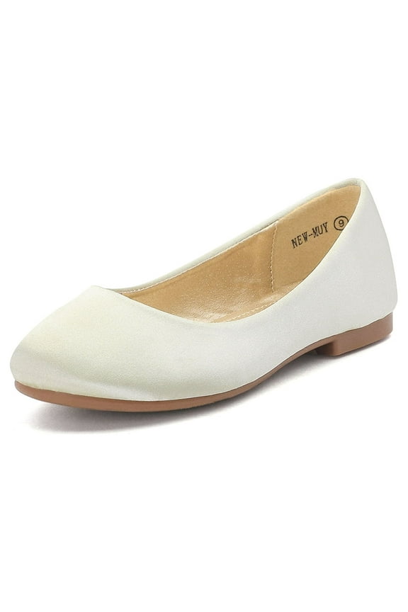 Kids Girls Wedding Mary Jane Shoes Casual Dress Shoes Slip On Flat Shoes Muy Ivory/Satin Size 11