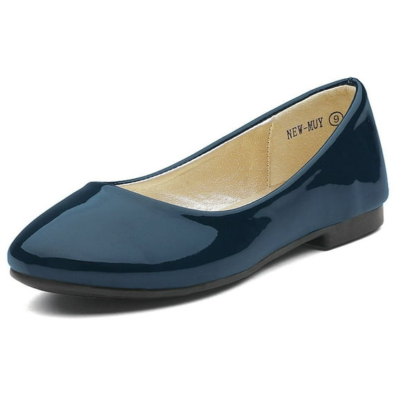 Dream Pairs Kids Girls Wedding Mary Jane Shoes Casual Dress Shoes Slip On Flat Shoes Muy Navy/Pat Size 12