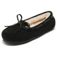 thumbnail image 1 of Dream Pairs Kids House Slippers Boys Girls Comfort Indoor Outdoor Moccasin Shoes KSL211 BLACK Size 6 Big Kid, 1 of 5
