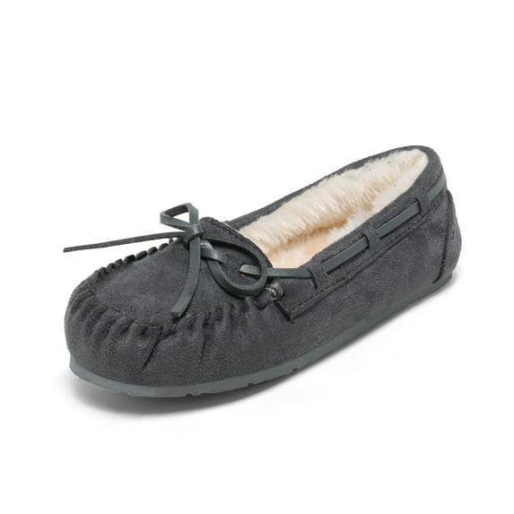 Dream Pairs Kids House Slippers Boys Girls Comfort Indoor Outdoor Moccasin Shoes KSL211 GREY Size 4 Big Kid