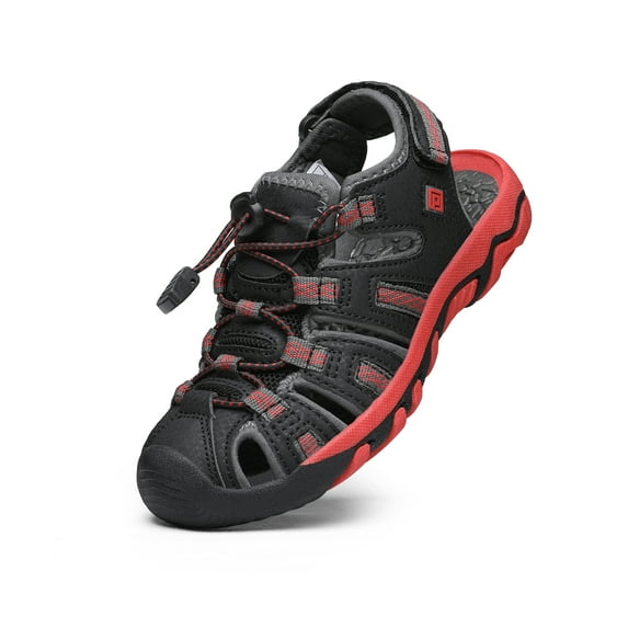 Dream Pairs Kids Summer Athletic Sandals Boys Girls School Outdoor Sports Sandals Walking Shoes 160912-K BLACK/GREY/RED Size 3