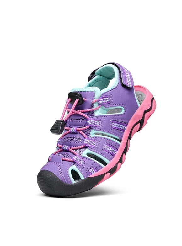 Kids Summer Athletic Sandals Boys Girls School Outdoor Sports Sandals Walking Shoes 160912-K LAVENDER/BABY/BLUE/FUCHSIA Size 13