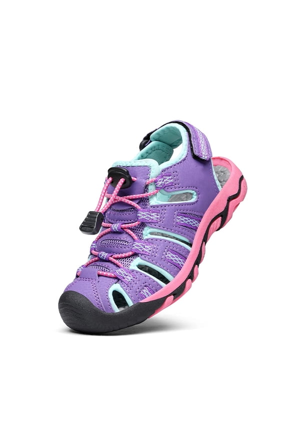 Kids Summer Athletic Sandals Boys Girls School Outdoor Sports Sandals Walking Shoes 160912-K LAVENDER/BABY/BLUE/FUCHSIA Size 13