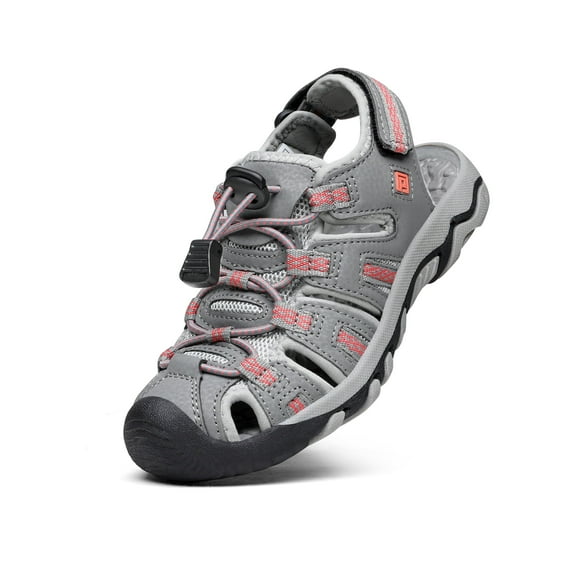 Dream Pairs Kids Summer Athletic Sandals Boys Girls School Outdoor Sports Sandals Walking Shoes 160912-K LIGHT/GREY/CORAL Size 5T