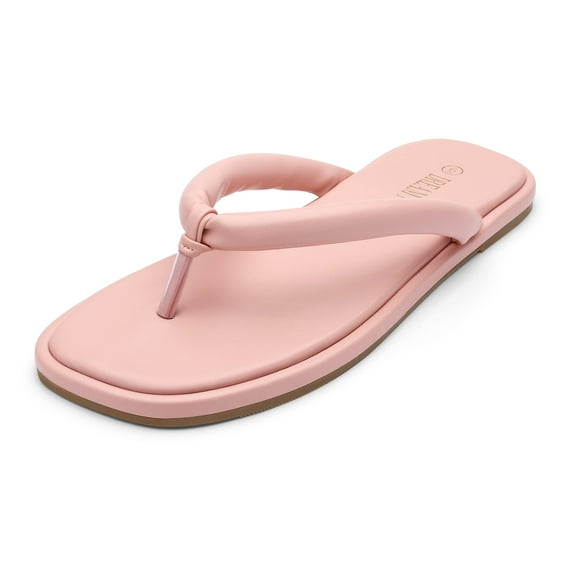 Dream Pairs Sandals Women Flip Flops Square Open Toe Soft Thong Sandals Summer Casual Lightweight Comfortable Flat Slippers Indoor Outdoor Beach Walking Shopping Vacation Shoes SDFF2225W PINK Size 10