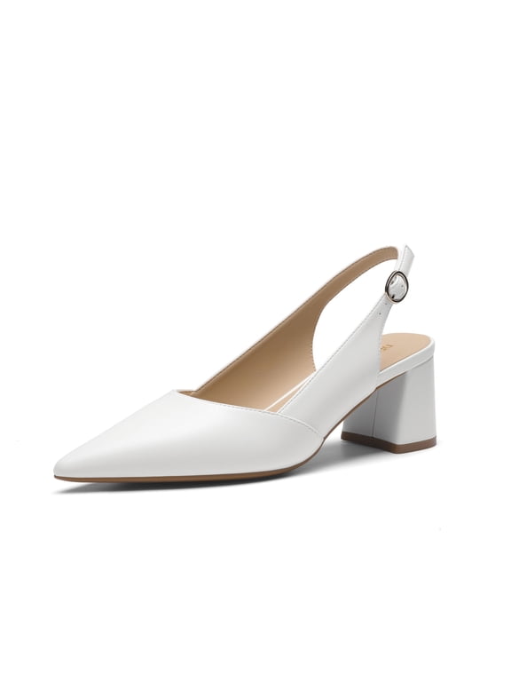 Womens Slingback Chunky Heels for Women Comfortable Pointed Closed Toe Block Heels Wedding Party Women's Pumps Business Casual Work Dress Shoes