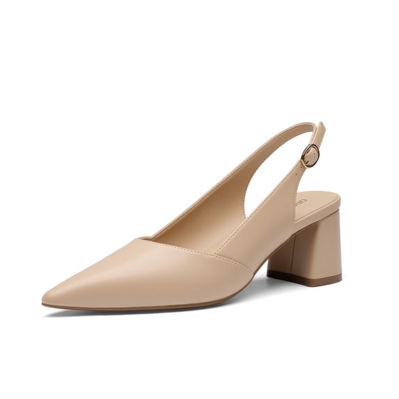 DREAM PAIRS Womens Slingback Chunky Heels for Women Comfortable Pointed Closed Toe Block Heels Wedding Party Women's Pumps Business Casual Work Dress Shoes