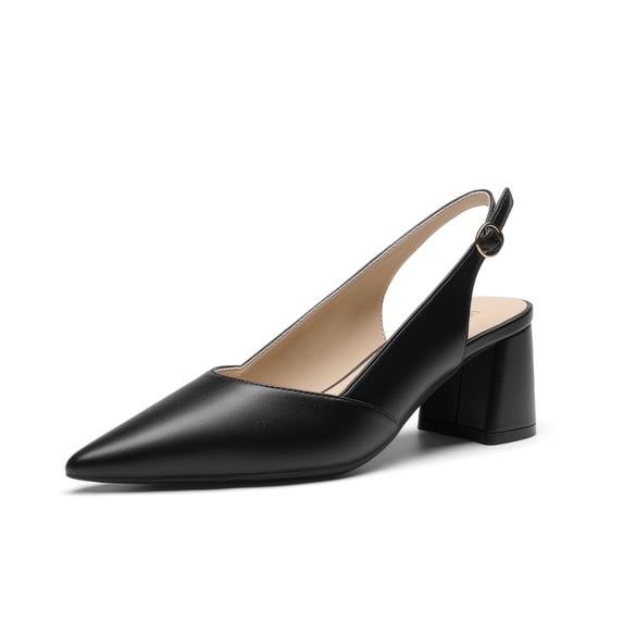 DREAM PAIRS Womens Slingback Chunky Heels for Women Comfortable Pointed Closed Toe Block Heels Wedding Party Women's Pumps Business Casual Work Dress Shoes