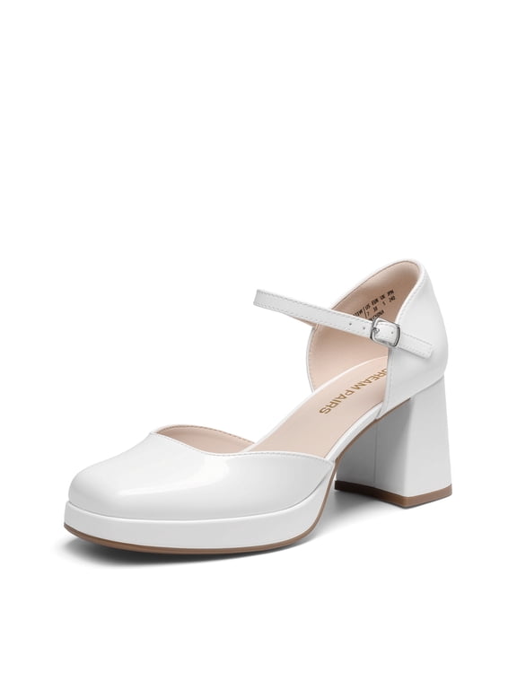 Women's Chunky Platform Closed Toe Pumps with Confidence, Slip-resistant Outsole, Party, Wedding Shoes