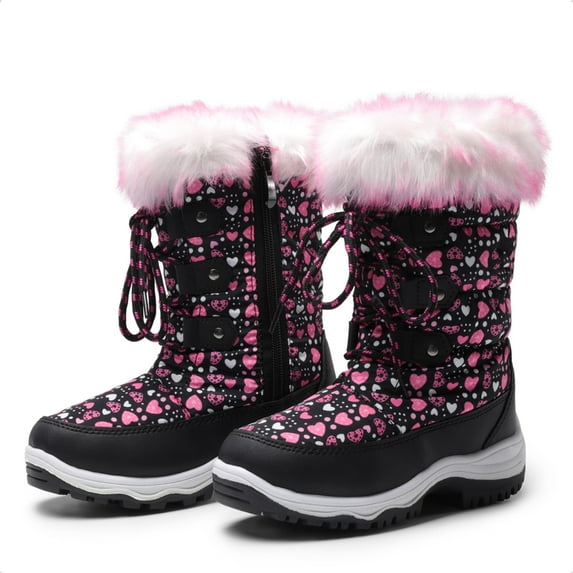 DREAM PAIRS Toddler/Little Kid/Big Kids Mid Calf Knee High Winter Snow Boots NORDIC BLACK/PINK Size 9