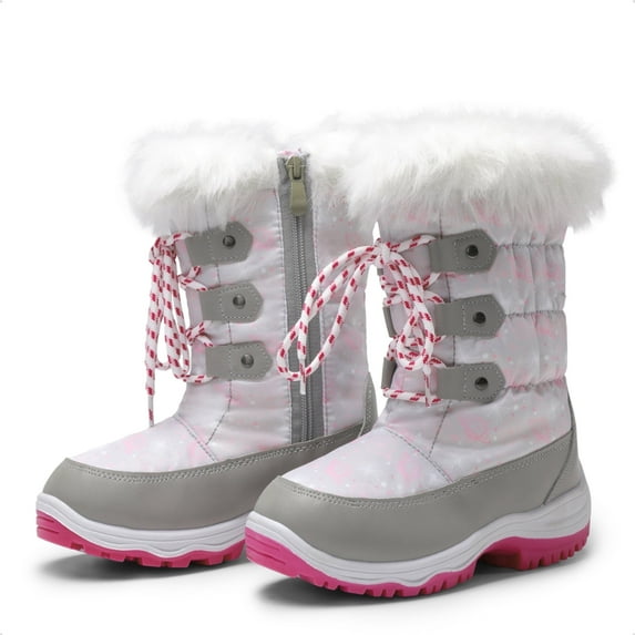 DREAM PAIRS Toddler/Little Kid/Big Kids Mid Calf Knee High Winter Snow Boots NORDIC GREY/PINK Size 1