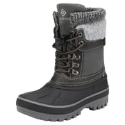 Dream Pairs Toddlers Kids Boys Girls Winter Snow Boots Waterproof Outdoor Shoes KMONTE-1 BLACK/GREY Size 5