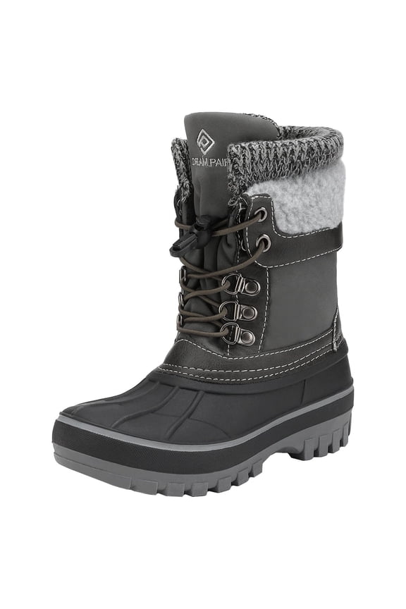 Toddlers Kids Boys Girls Winter Snow Boots Waterproof Outdoor Shoes KMONTE-1 BLACK/GREY Size 5