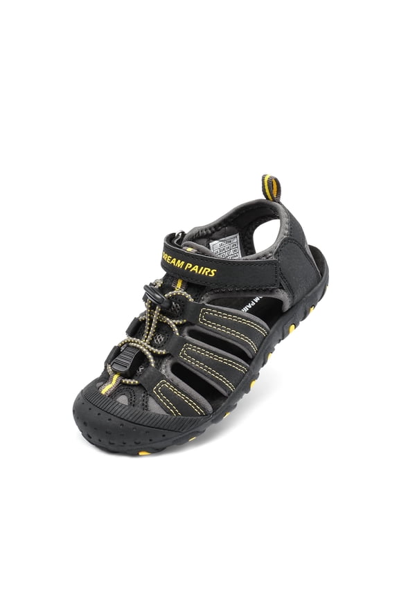 Unisex Boys Girls Closed-Toe Outdoor Summer Sport Athletic Sandals Toddler/Little Kid/Big Kid 181105K BLACK/GREY/YELLOW Size 4